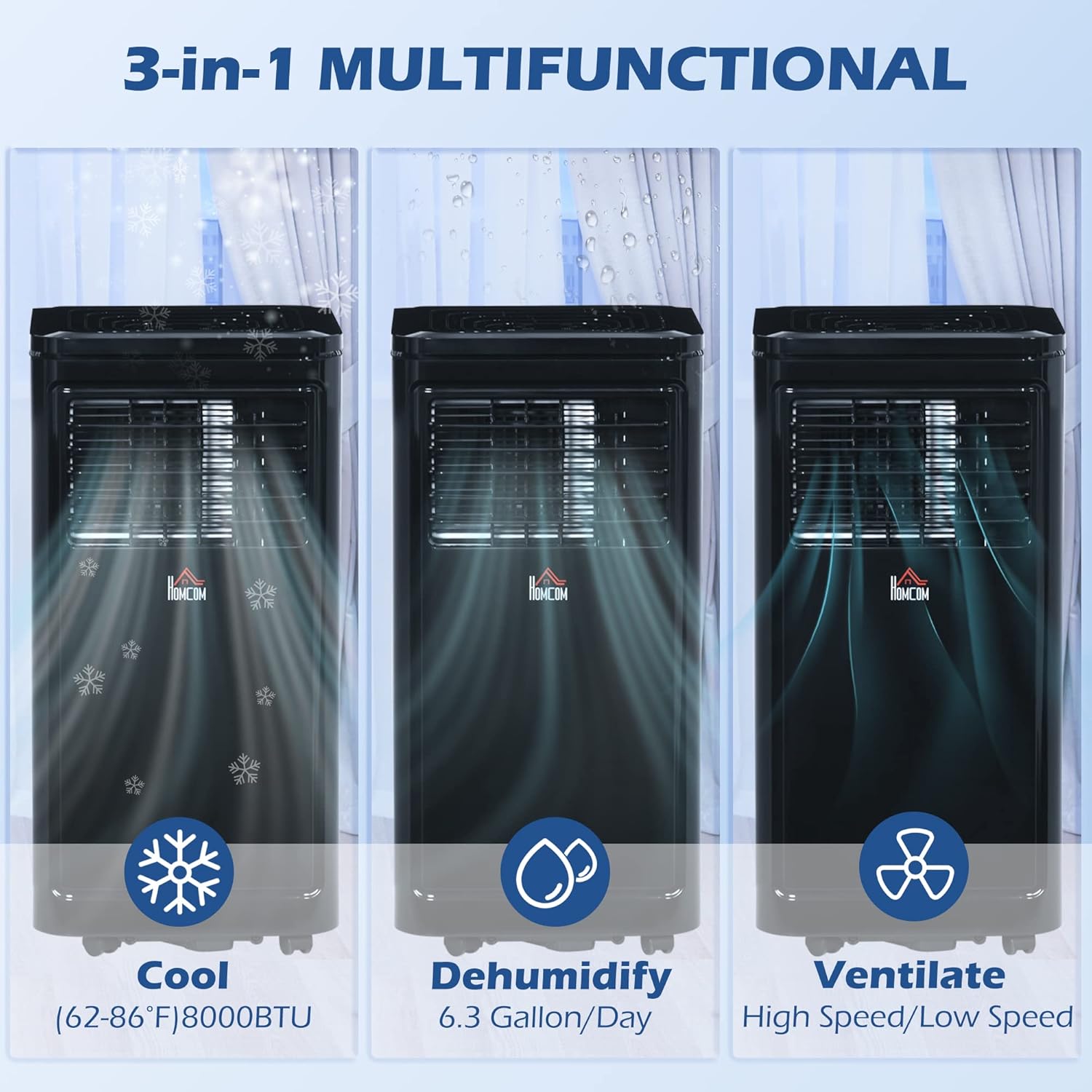 GOWE 8,000 BTU Portable Air Conditioner Evaporative Cooler, Black