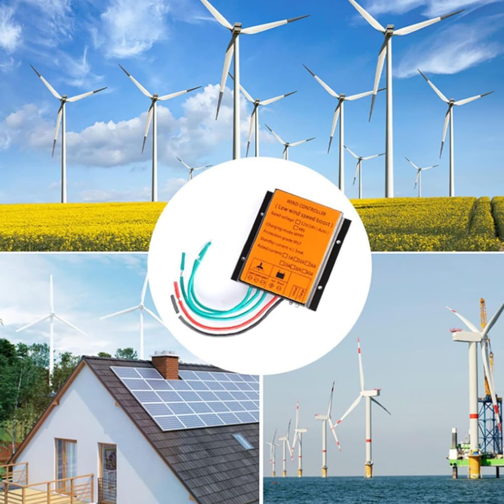 5000W Battery Charge Regulator-12V 24V 48V DC AC Wind and Solar Hybrid MPPT Controller Regulator for Wind Turbines Generators (Yellow),Yellow,220V