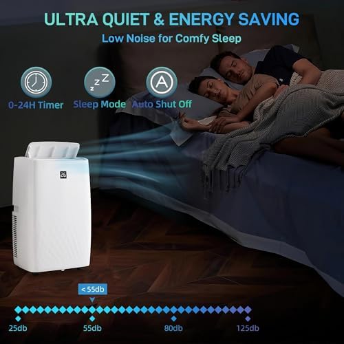 12,000 BTU Portable Air Conditioner with Window Kit, 3-in-1 Portable AC Units for Rooms Up to 550 Sq.Ft | Remote Control, Ultra Quiet, 60-Pint Dehumidifier, R32 Refrigerant, White -3033