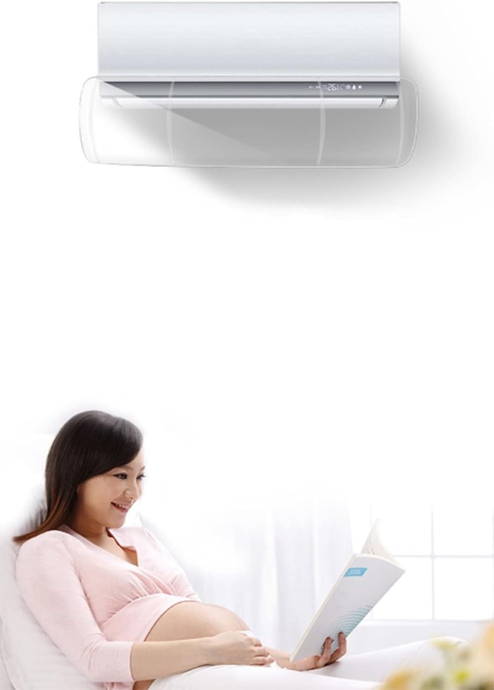 Air Conditioner Wind Deflector, Wall-Mounted air Conditioner General Deflector Anti-Straight Transparent Wind Deflector 90x27CM