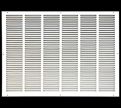 HVAC Premium 34'' x 16'' [Duct Opening] Flat Stamped Steel Return Air Grille - Sidewall and Ceiling - HVAC Vent Duct Cover - White [Outer Dimensions: 35.75''w X 17.75''h]