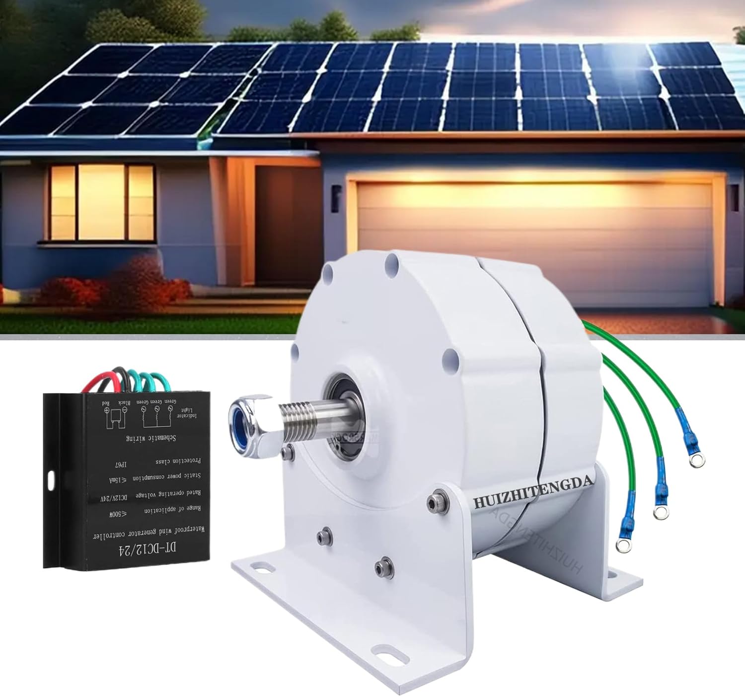 9000W Low Speed Wind Turbine Generator, 3 Phase Alternator 12V 24V Vertical Axis Wind Turbine Household Farm Off-Grid