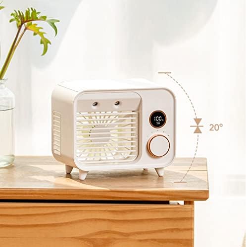 Portable Air Conditioner-2000mAh Rechargeable Personal Air Cooler with 5 Speeds, Quiet Mini Air Conditioner Fan, Desk Cooling Fan for Home, Bedroom, Travel, and Office (Color : White)