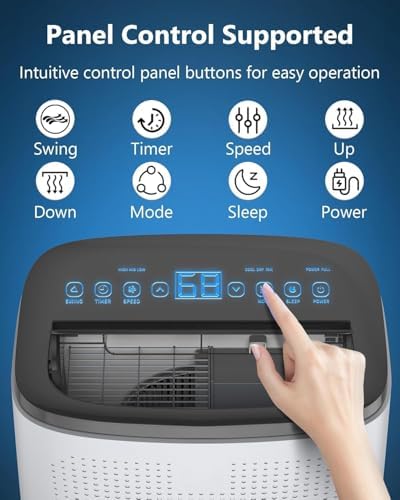 14,000 BTU Portable Air Conditioner, Portable AC Unit for Bedroom, Fast Cooling Quiet Air Conditioners Cools 750 Sq.Ft, 4 Modes & Window Kit, Sleep Mode, 24H Timer, Dark Grey Cover