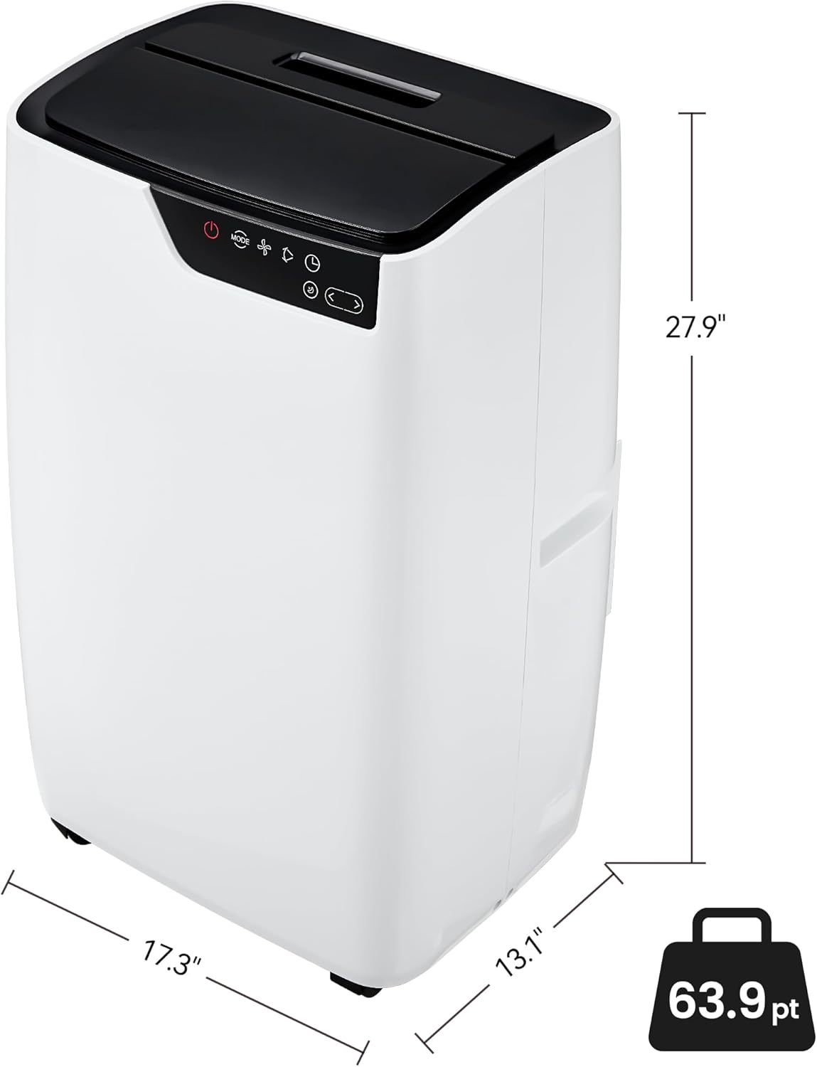 12,000 BTU Portable Smart Air Conditioner, 3-in-1 Remote Control Vertical AC Unit, 24-Hour Timer/Cooling/Dehumidifying/Fan Mode, Smart Portable AC Cools up to 550 Sq. Ft. Bedrooms, Offices, White