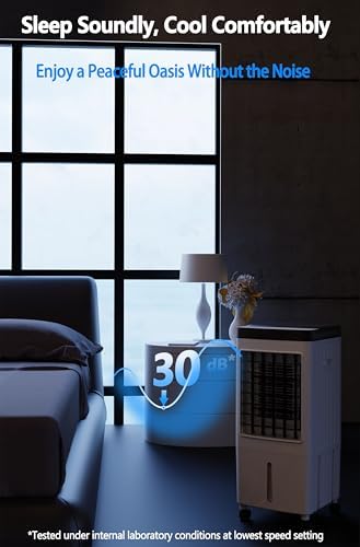 Portable Evaporative Air Cooler & Humidifier Fan, Energy Efficient Swamp Cooler with Remote, 3 Speeds, Timer - Indoor/Outdoor Cooling for Home, Room, Office (2025 Upgraded version)