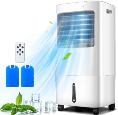 ARLIME Evaporative Air Cooler, Portable Air Conditioner w/20L Water Tank and 2 Ice Packs, 4 Wind Speeds, 3 Modes, 7.5H Timer, Portable Swamp Cooler for Room Home Office
