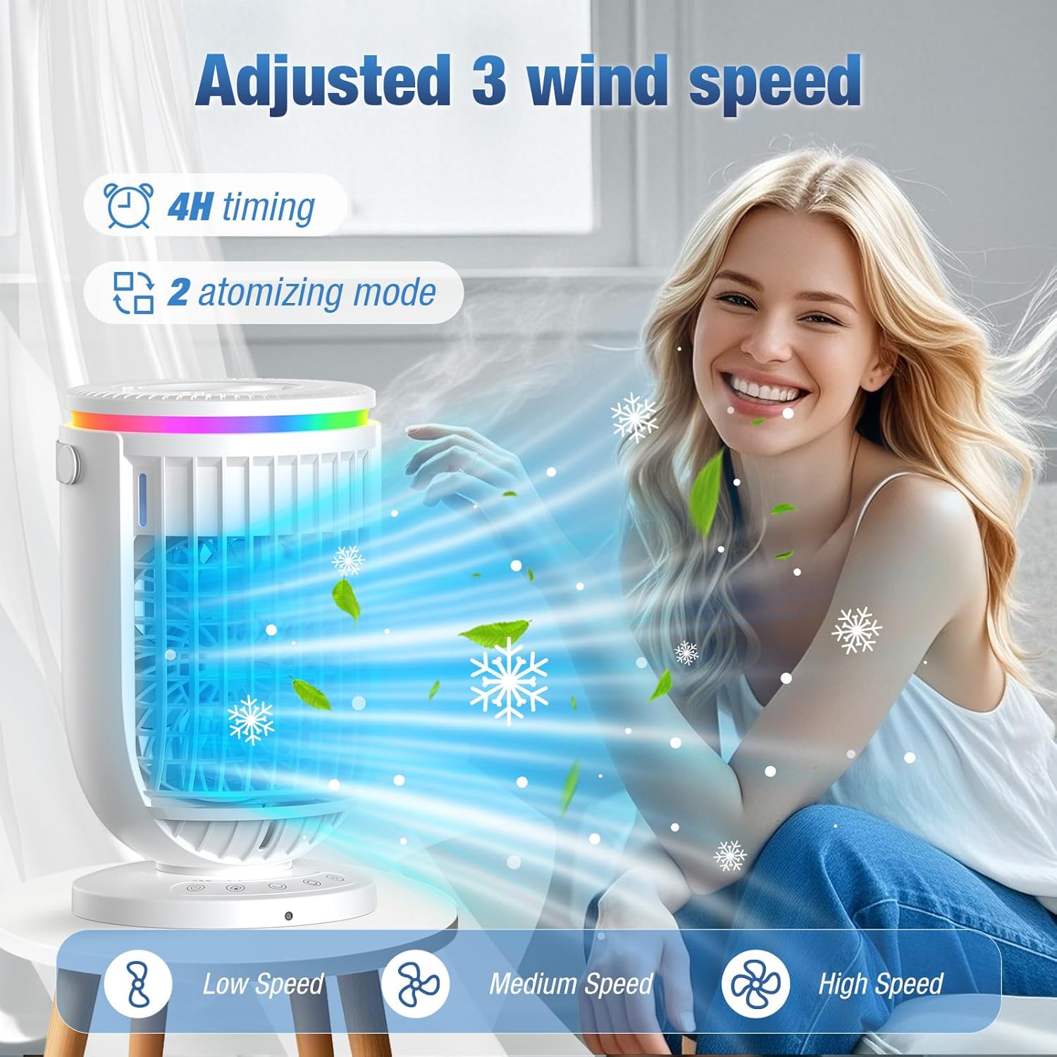AC Portable for Room Office,AI Portable Air Conditioners Fan with 120° Rotating Function,JYew Evaporative Mini Room Air Conditioners,Portable AC Unit Air Cooler with 4 in 1 Humidifier Fan Conditioner