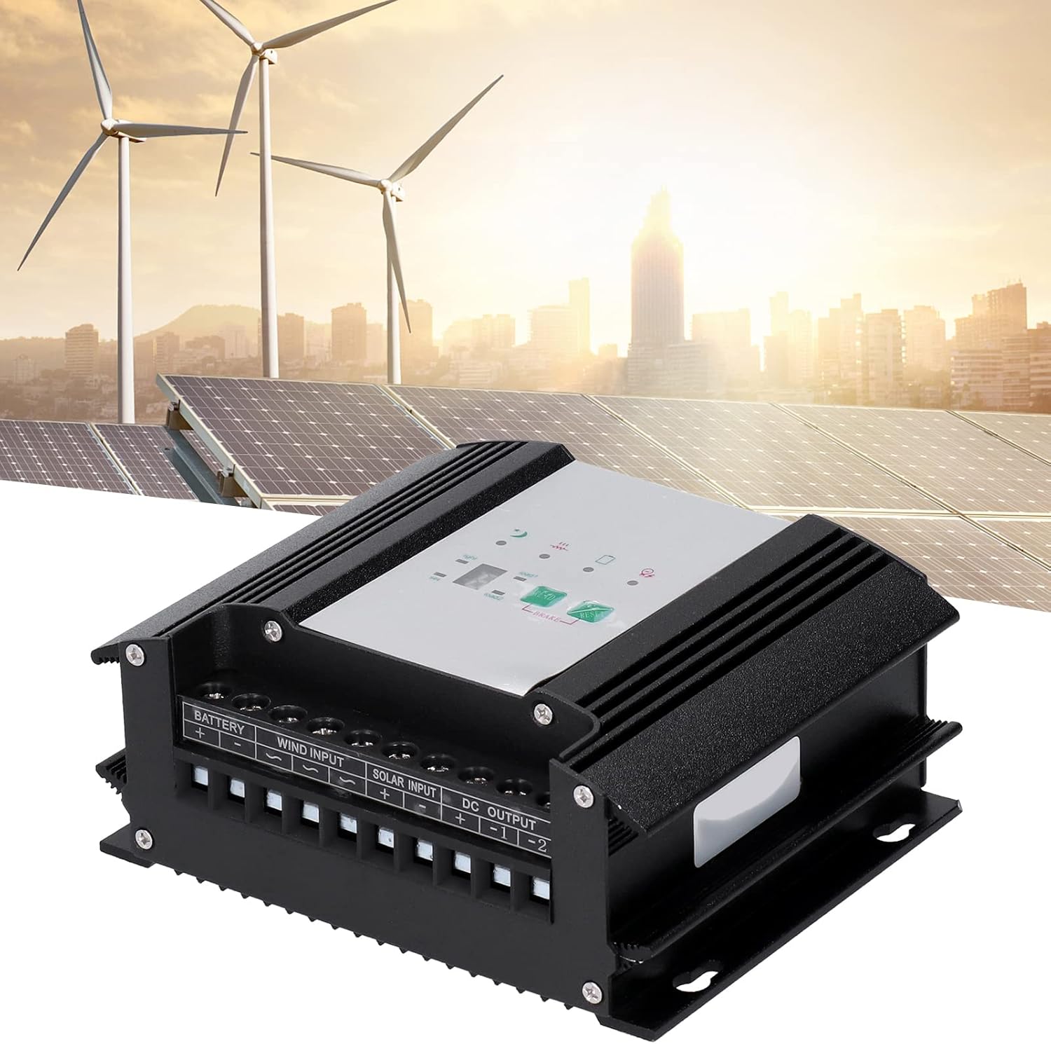 Wind Solar Energy Hybrid Controller, Intelligent LED Digital Display, 600W Wind Turbine and 300W Solar Panel Regulator with Aluminum Alloy Case for Street Lamp System, Safe