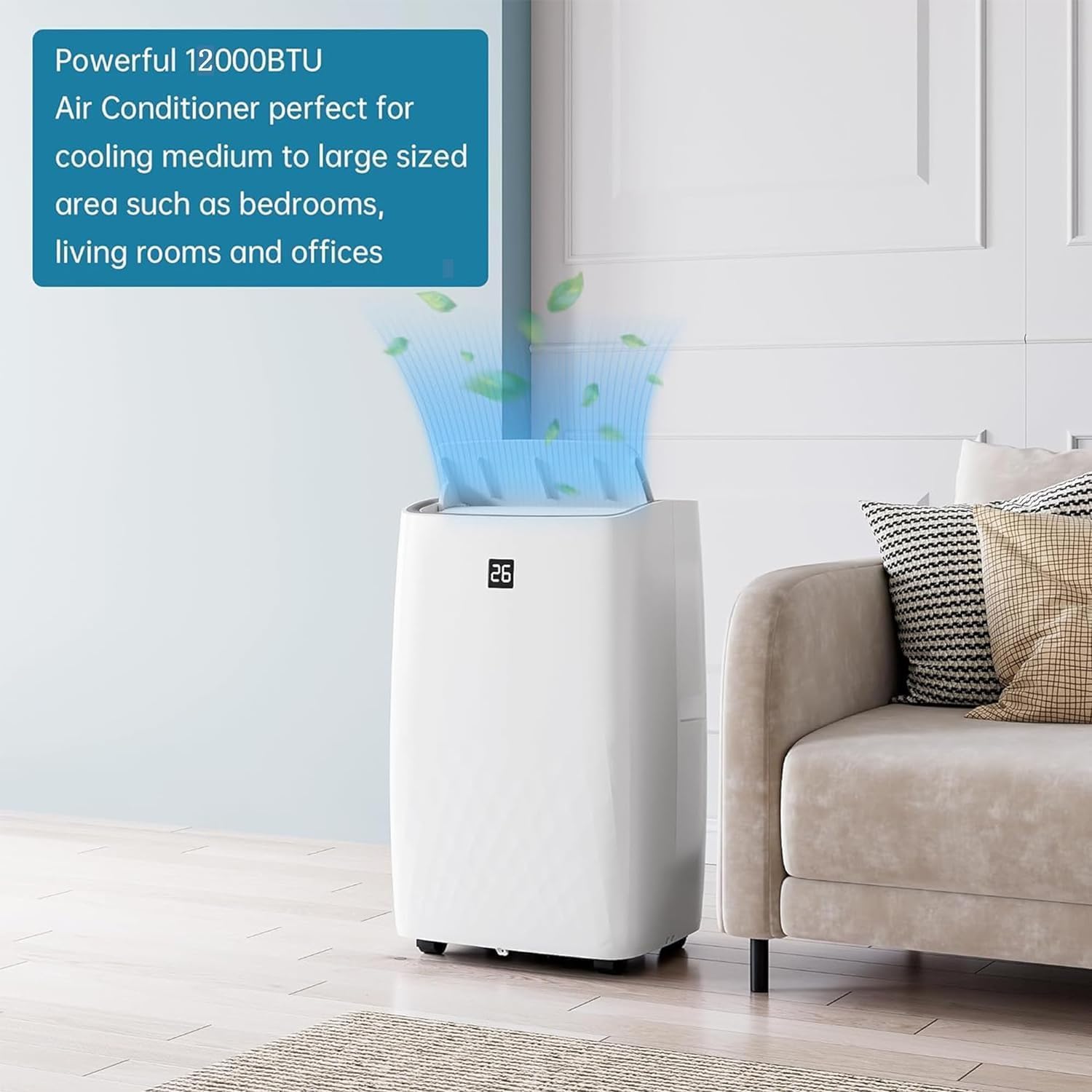 12000Btu Portable Air Conditioner 4-in-1 Portable AC Unit Cool up to 550 sq.ft, Portable Air Conditioners with Remote Control, Window Kit1-24H Timer