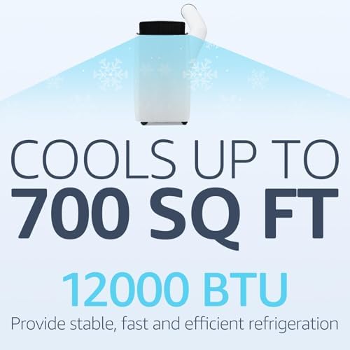 2025 New Update 12,000 BTU Portable Air Conditioners Cool Up to 550 Sq. Ft, 3 Modes Portable AC Cooling Unit with Remote/24Hrs Timer/Installation Kits for Home/Office/Dorm