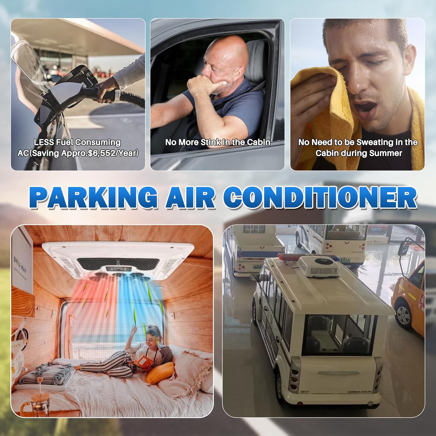 RV Rooftop Air Conditioner w/Heat 12 Volt, Campervan Sprinter Roof top AC Unit 10000BTU 12V AC, Rapid Cooling A/C 12 Volt Air Conditioner for Van, Golf Carts, Road Machine, Caravan, Buses