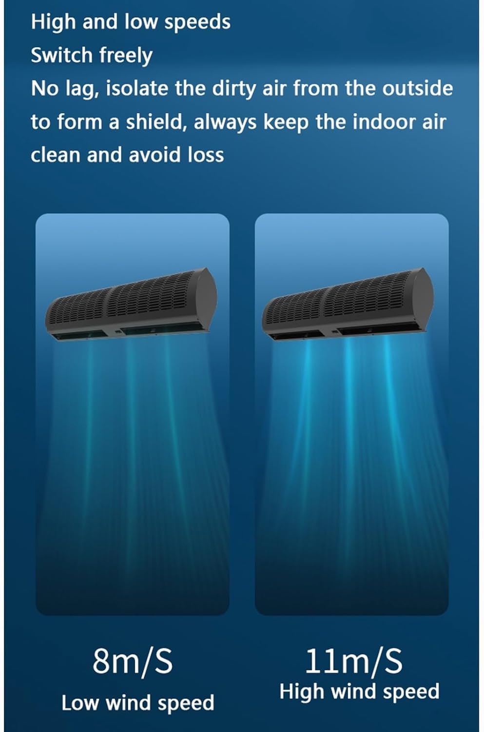 23 Inch, 35 Inch, 39 Inch Black Air Curtain Machine Supermarket Cold Storage Door Head Air Curtain Machine Natural Wind(150cm)