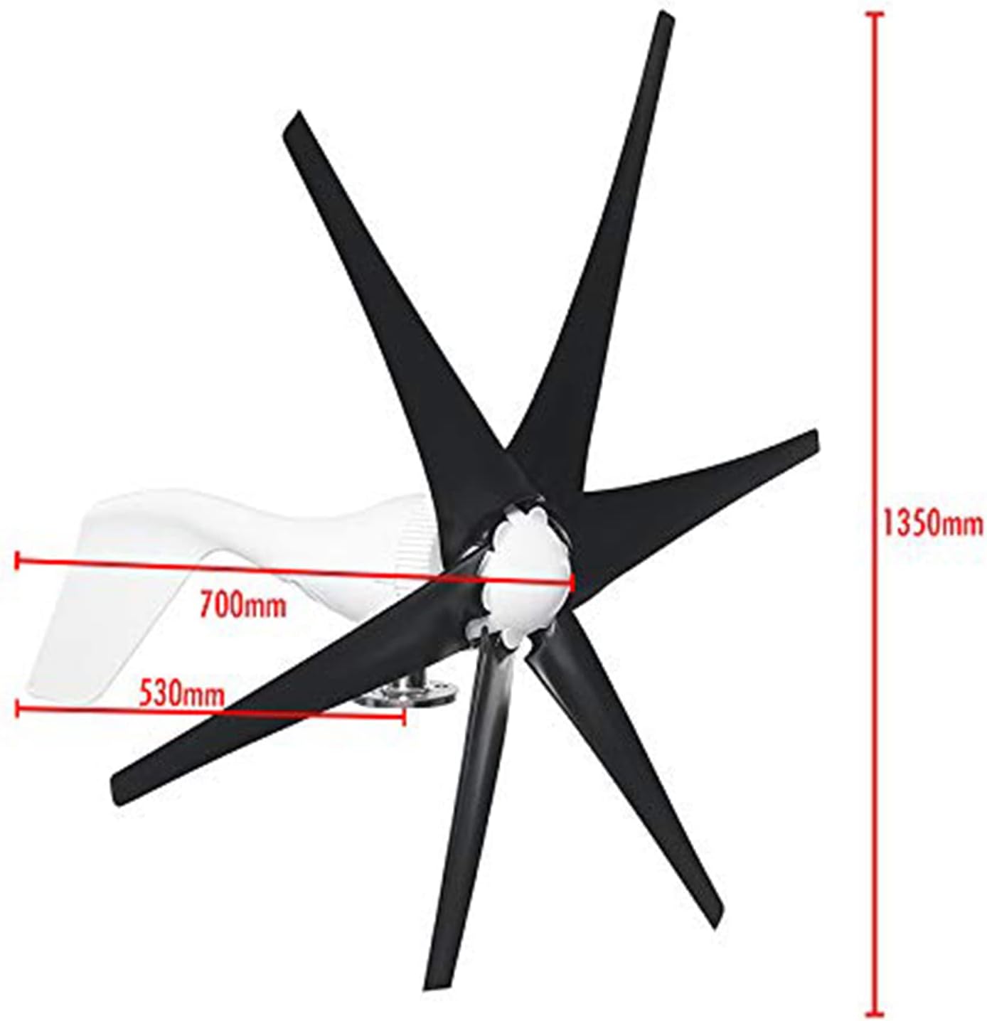 12v, 6 Blades Wind Turbine Generator Kit,14000W Portable Vertical Wind Power Turbine Generator Kit with Controller for Home Use (12V 24V 48V,Black)