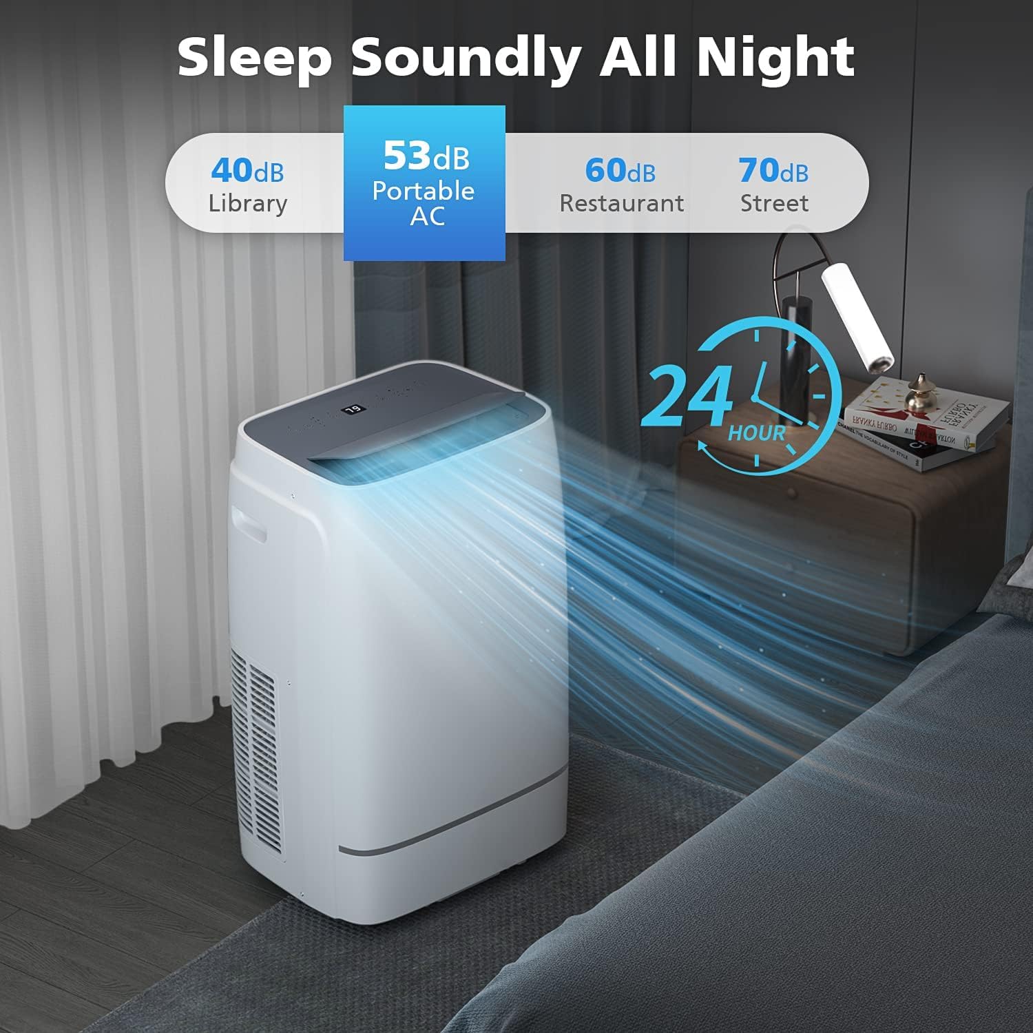 COWSAR 12000 BTU Portable Air Conditioner 4-IN-1 Portable AC Unit 24H Timer Room Air Conditioners 550 Sq.Ft. Coverage ＜53dB Portable Air Conditioners for Room