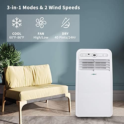 Uhome 2024 New Portable Air Conditioner, 8000 BTU Compact AC Unit with Cooling, Dehumidifier, Fan, Remote Control and Window Mount Kit Included, White