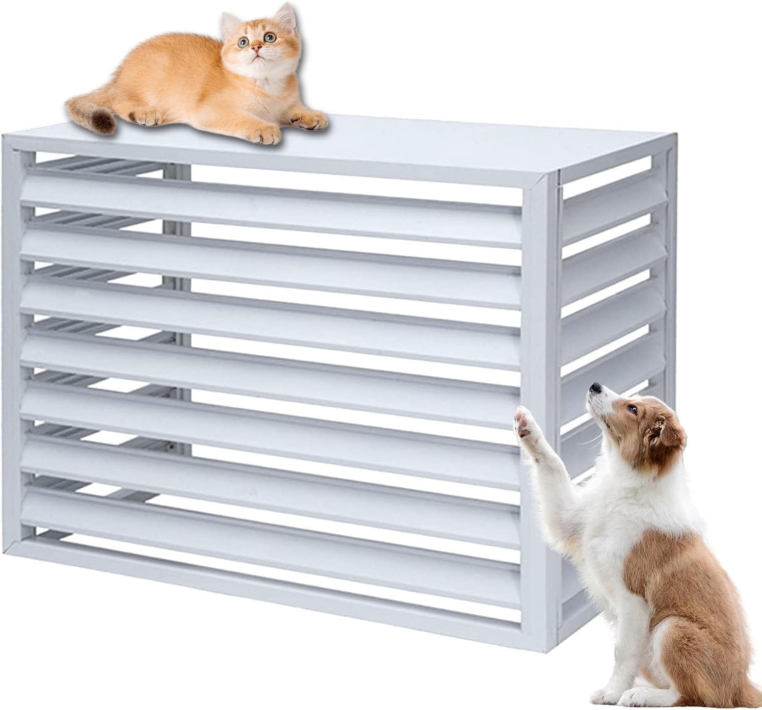 Aluminum Ac Unit Covers Outdoor, Privacy Screens Fence Panels for Air Conditioners Trash Bins, Isolate Pets, Fallen Leaves, Anti Theft(White,110cm)