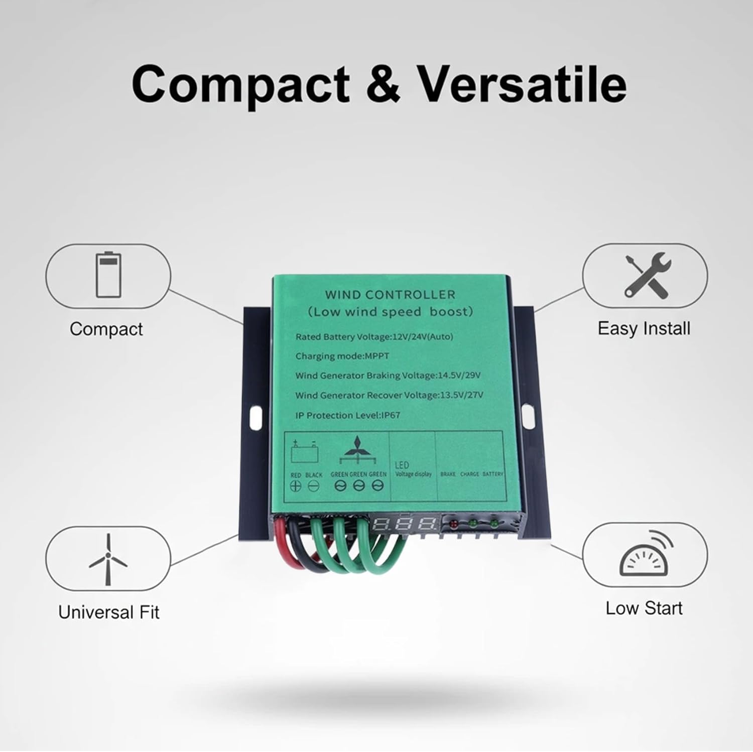 220V,Efficient 6000W Waterproof MPPT Charge Controller,DC12V 24V 48V IP67 Wind Turbines Generator Battery Charge Controller Regulator
