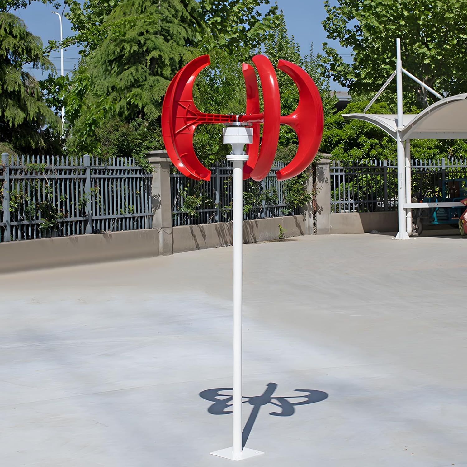 1000W Wind Turbine Generator Kit, 12V/24V Vertical Axis 5-Blade Windmill, Lantern Wind Power Generator for Home, Streetlight, Power Systems, Off-Grid Renewable Energy Red