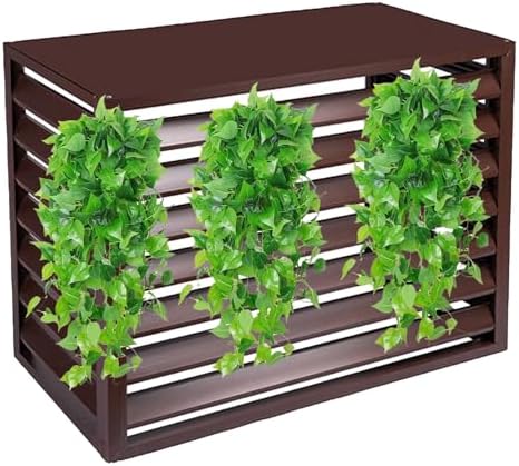 Air Conditioning Window Cover Air Conditioner Fence Screen Outdoor Privacy Ac Covers Fireproof for Outside Units Hide Air Con(Coffee,110 * 80 * 60cm 43 * 31 * 24in)