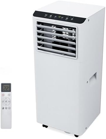 Senfot 8000 BTU Quiet Portable Air Conditioner for 350 Sq.Ft Rooms, 4 Modes (Cool/Fan/Dehumidify/Sleep), Black Control Panel, Remote Control, 24H Timer, Installation Kit Included, White