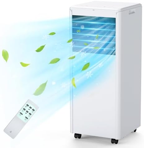 8000 BTUs Portable Air Conditioner with Efficient Cooling, Quiet Portable Cooling AC Up to 350 Sq.Ft. with Dehumidifier, Fan, Sleep Modes, 3-in-1 AC Unit with 24H Timer, White Top Cover