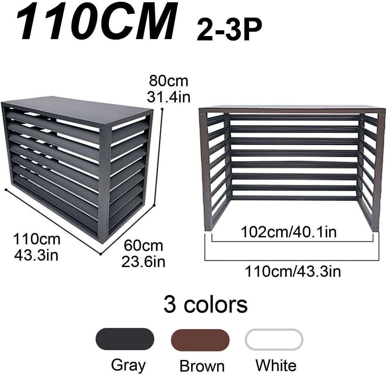 Air Conditioner Fence, Air Conditioner Fence Screen for Outdoor Units, All Weather Anti Theft, Dog Proof, for Privacy, Noise Reduction(Brown,110cm)