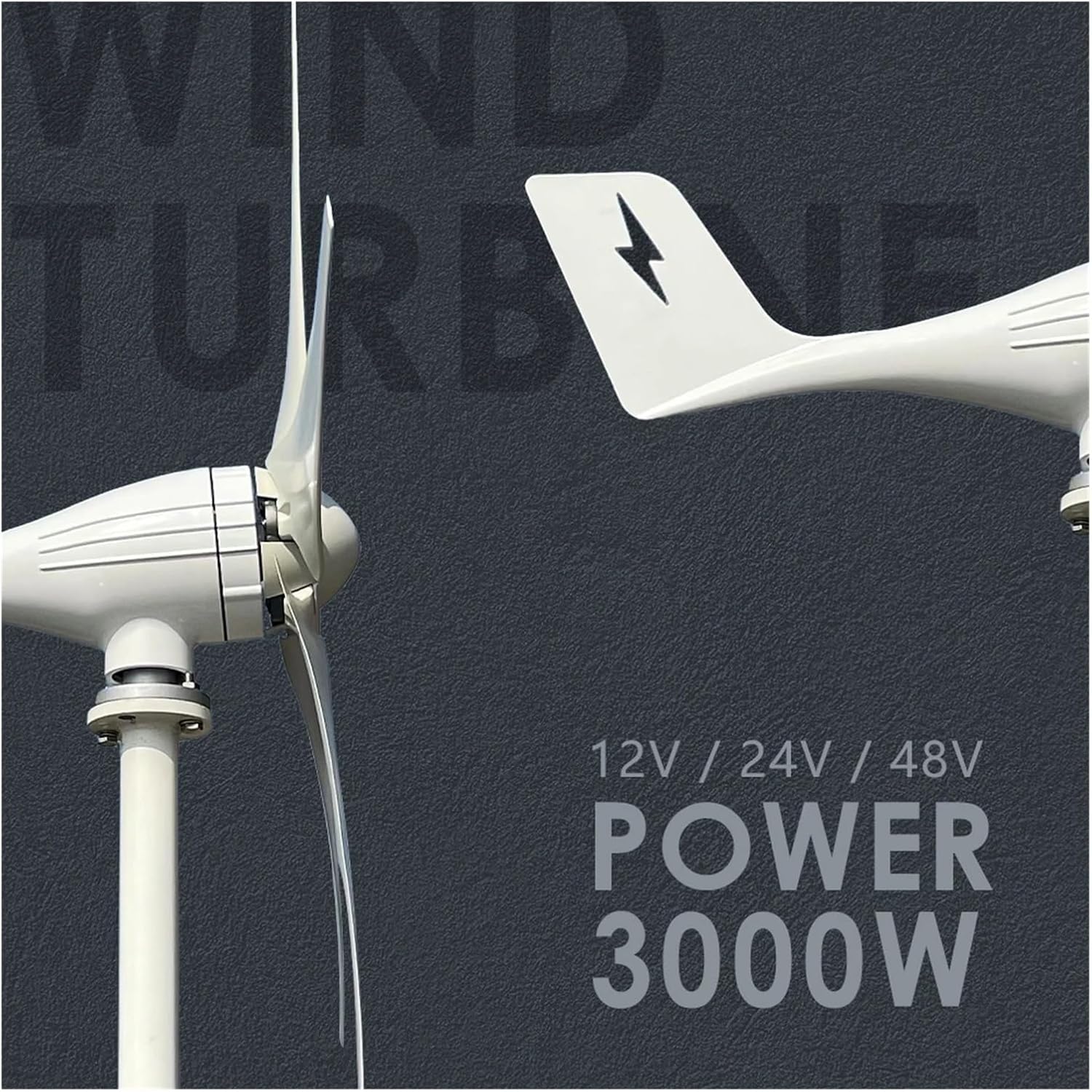 Wind Turbines, Windmill Turbine Generator Power 3000w 3kw 12v 24v 48v 5 Blades for Marine, RV, Home, Windmill Generator for Home(12V)