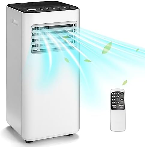 GOFLAME 10000BTU Portable Air Conditioner, AC Cooling Unit with Fan & Dehumidifier, 24H Timer, LED Display, Remote Control, Cool Rooms up to 350 Sq.Ft, Freestanding AC for Living Room, White