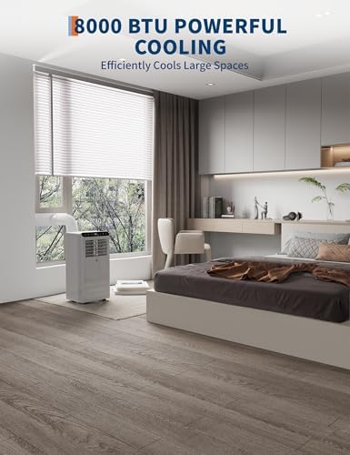 Portable Air Conditioner, 8,000 BTUs Small Room Air Conditioner for Home Office With With Cooling, Fan, Dehumidifier 3 in-1, 24H Timer, Sleep Mode, Cools Up to 350 Sq. Ft.