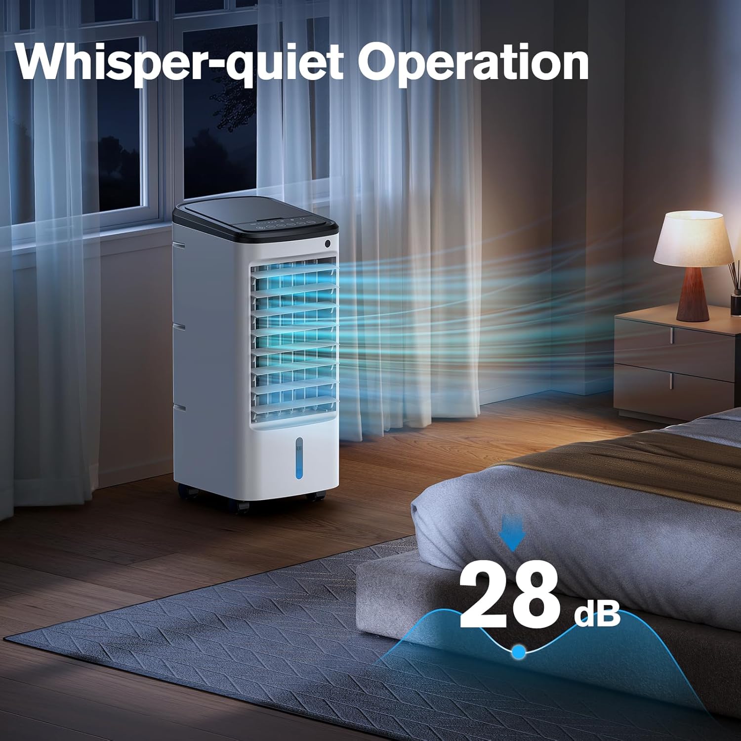 Windowless Portable Air Conditioners with Remote, Ventless Ac Unit Ductless Air Cooler, Hoseless Quiet Evaporative Oscillating Swamp Cooler, 6 Ice Box for Bedroom Indoor Outdoor Office Room