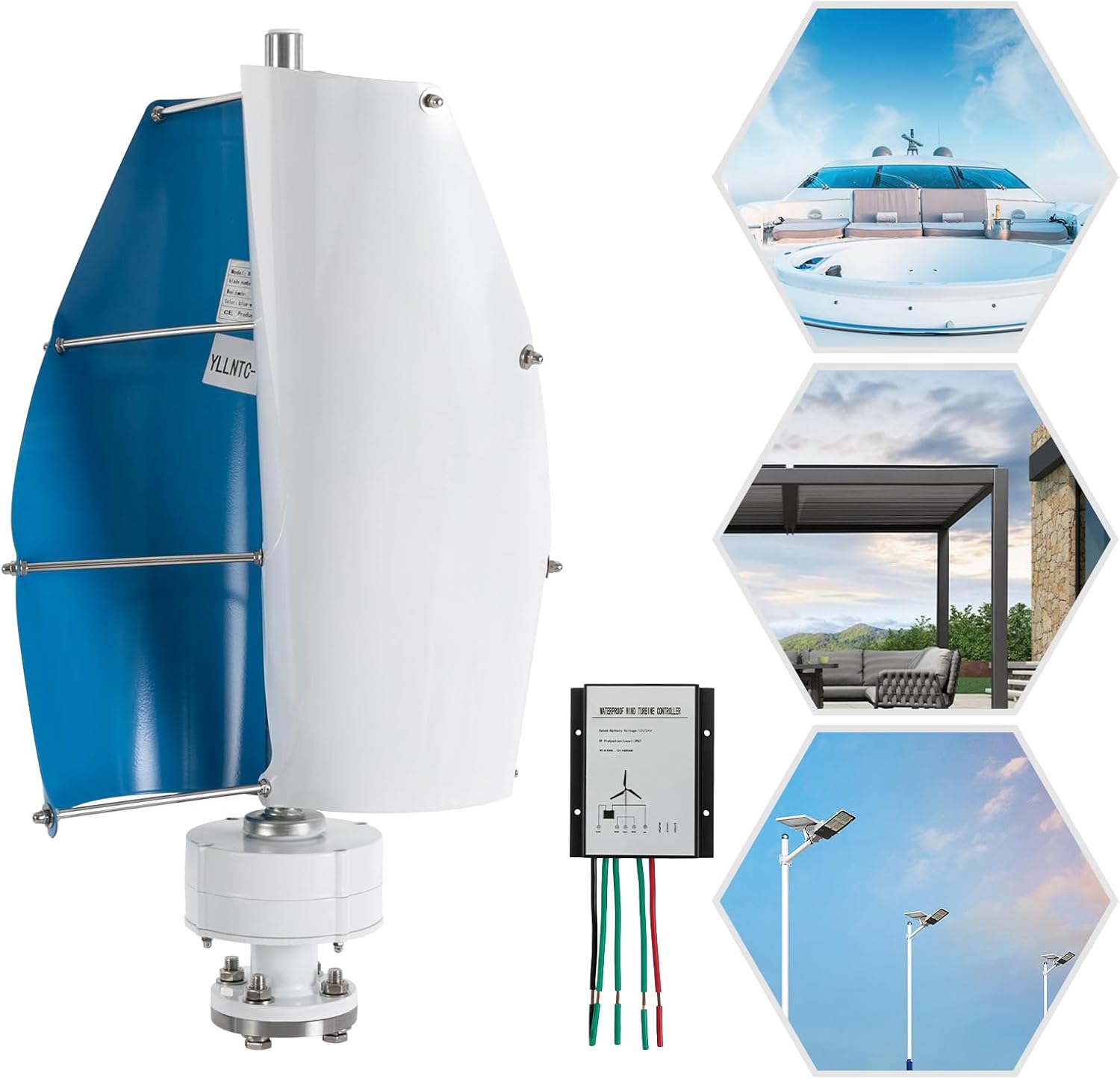 Vertical Wind Turbine, 12V 100W Axis Wind Turbine Generator with Controller, No Noise for Home Mobile House Cabin Use, 2 Aluminum Alloy Blades