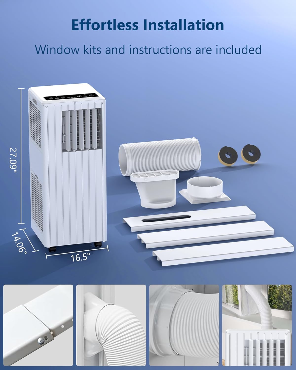 Portable Air Conditioners 8000 BTU, AC Units for Rooms with Casters, Remote Control & Sleep Mode,Fast Cooling 350 Sq.Ft,3-IN-1 Cooling,Dehumidifying,Fan for Rooms/Studios/Offices
