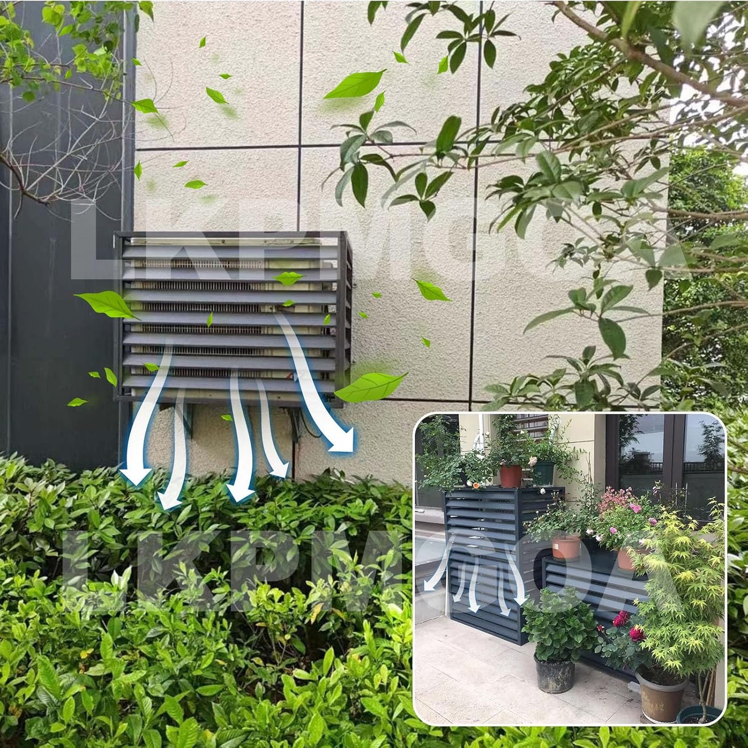 Air Conditioner Fence Panels, Outdoor Privacy Fence Covers, Hid Air Conditioner Rack Flower Stand, All Weather, Noise Reduction(Gray,1.5P)