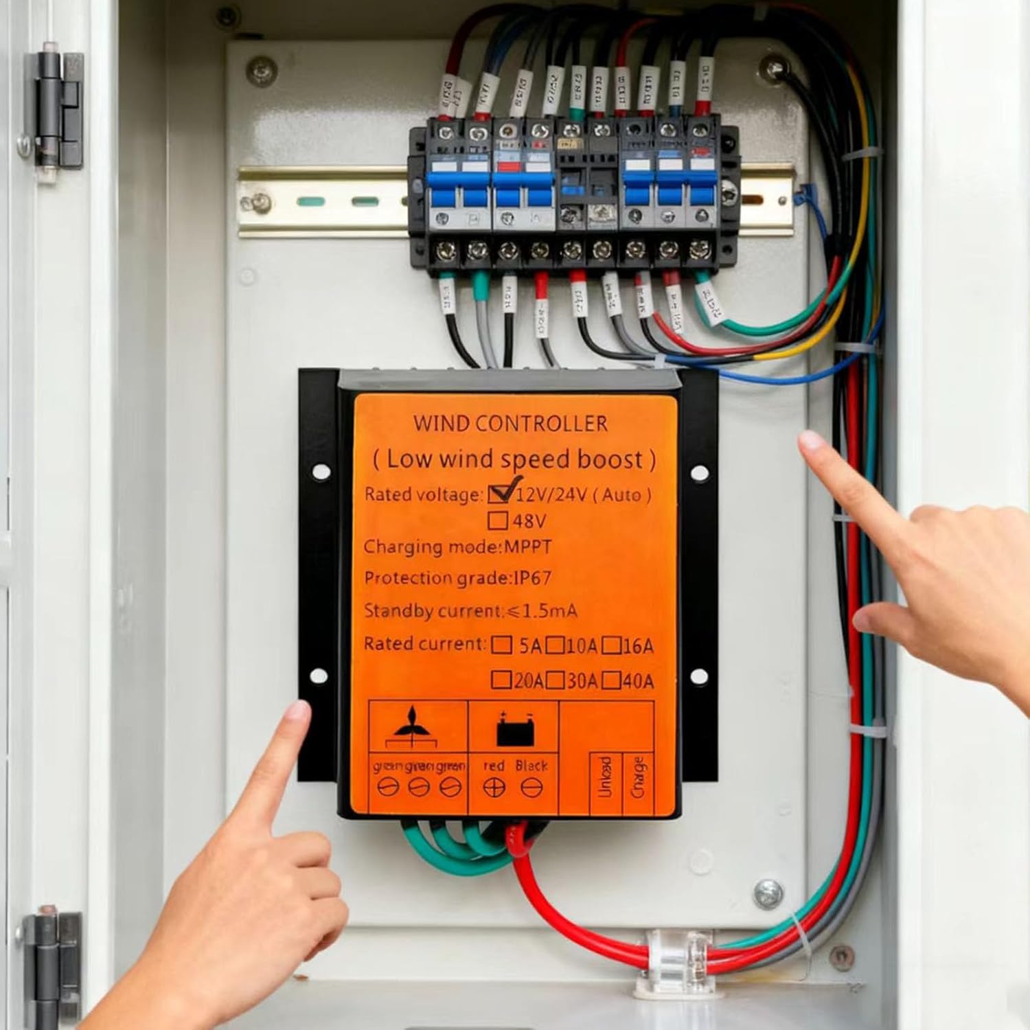 15000W Wind Turbine Charge Controller 12V 24V 48V Auto MPPT Low Wind Speed Boost IP67 Wind Regulator for Wind Power System Battery Charging (Yellow),Yellow,48V