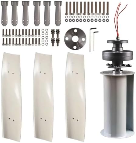 Kang 12000W Low Noise Vertical Wind Turbine Generator for Home Use, 12V/24V/48V/220V with Controller, Ideal for Courtyard & Garden Lighting, White Finish