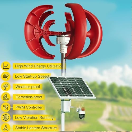 600W Vertical Axis Wind Turbine Generator, No Noise 12V/24V Magnetic Levitation with MPPT Controller, Eco-Friendly for Home & Street Lighting Solutions, 12V White