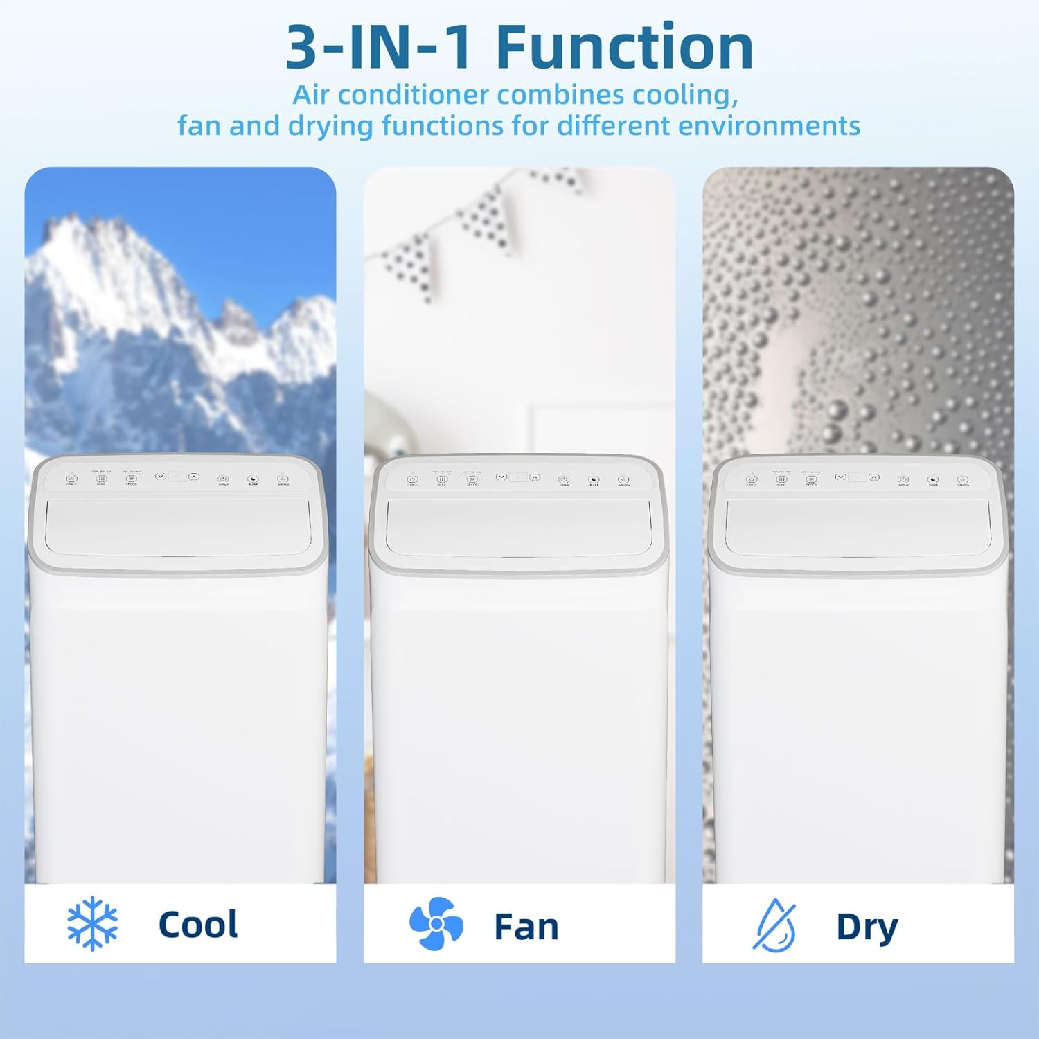 12000 BTU Portable Air Conditioners Cools Up to 550 Sq.Ft, 3-In-1 Portable AC Unit With Dehumidifier, Fan, Cooling Mode & Window Kit, Room Air Conditioner Portable for Bedroom, Living Room, Office