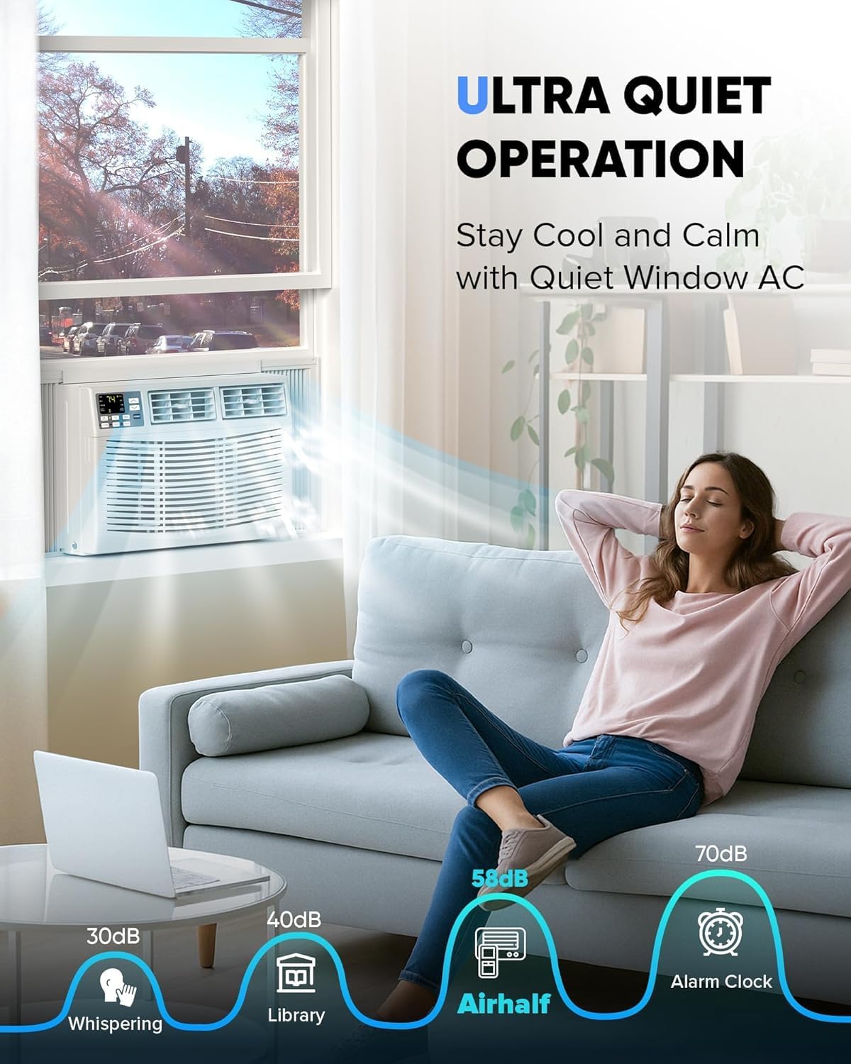 TrailBlaze 8000 BTU Window Air Conditioner with WiFi, Ultra Quiet 3-in-1 AC Unit with Remote, Energy Efficient Cooling for Rooms up to 350 Sq. Ft.