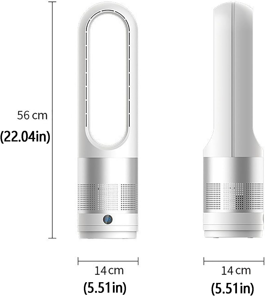Bladeless Fan for Heating and Cooling, Pedestal Fan, Tower Fan; Natural Cool Air, 8 Speeds, Can Be Timed Comes with Remote Control, 80° Shaking Head. No Fan Blade, Easy to Clean(Silver)