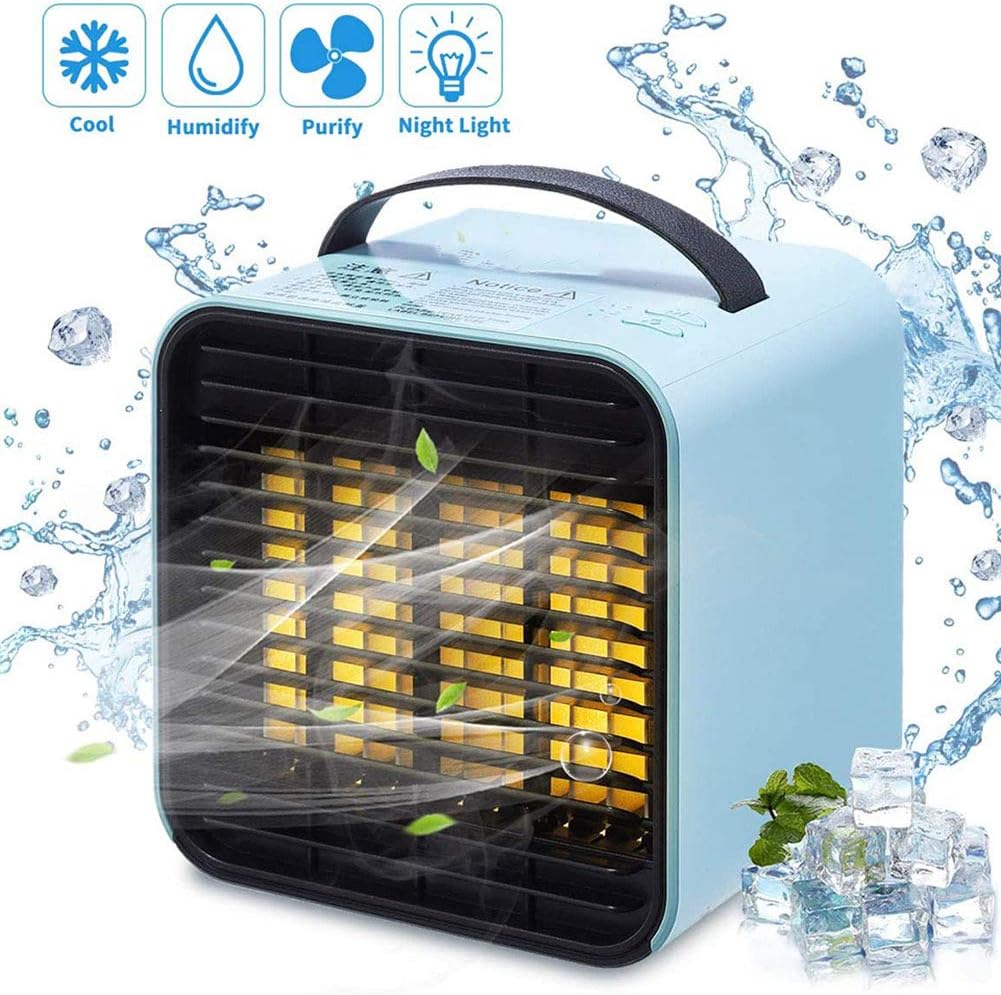 Portable Air Conditioner Mini Air Cooler Fan Fast Cooling Air Conditioner Unit with LED Lights USB Humidifier Mobile Air Conditioner for Home and Office