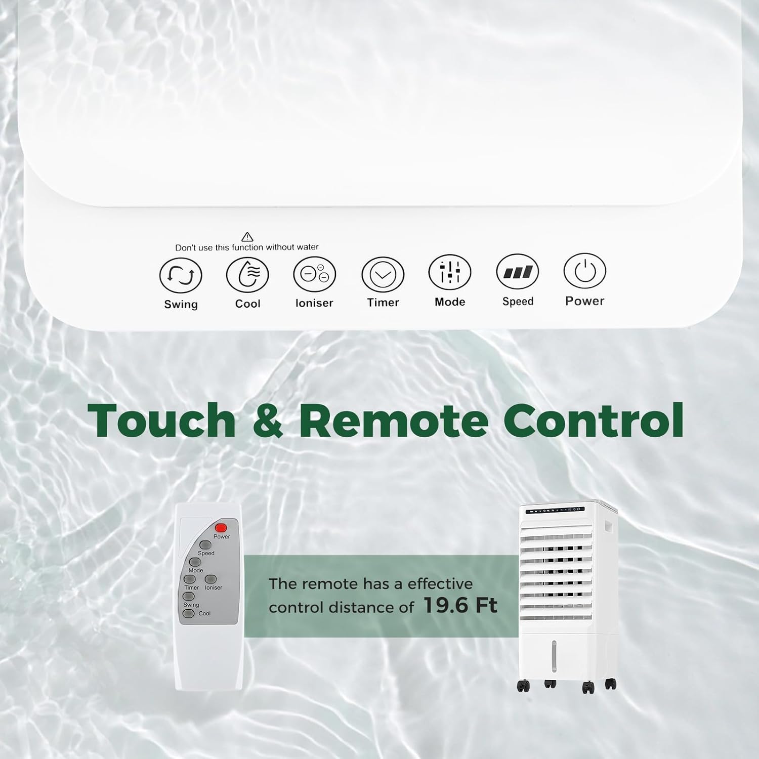 KOTEK Evaporative Air Cooler, 3-In-1 AC Fan with Humidifier, 3 Modes, 3 Speeds, 7H Timer & 1.6 Gal Water Tank, Remote Control, Led Display, Fast Cooling Air Cooling Fan for Home & Office