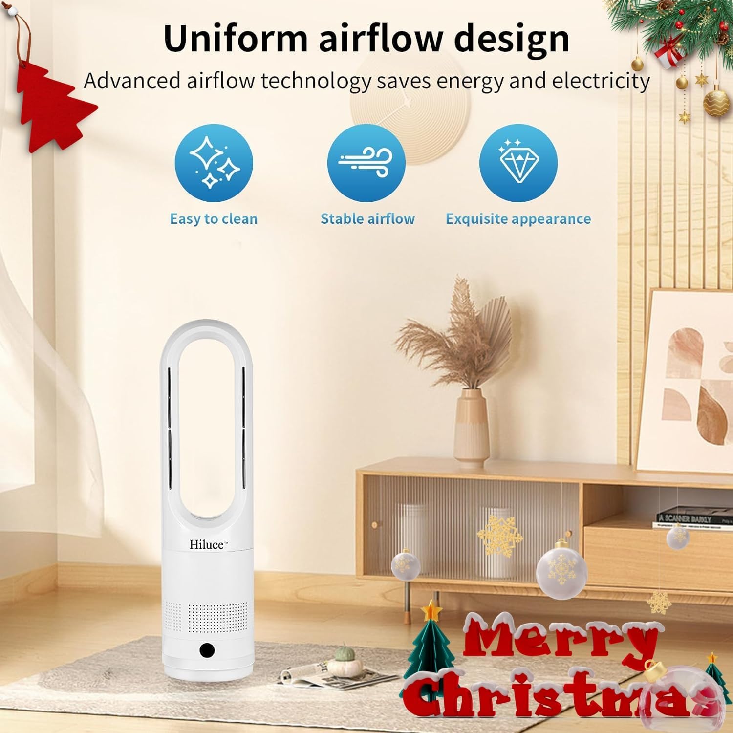 Hiluce All Season Bladeless Fan, 1400W Space Heater & 40W Tower Fan Combo with Remote,25dB Quiet Heater Fan Combo for Indoor Use,Tip Over and Overheat Protection 80°Oscillation,8Levels, 9H Timer,22