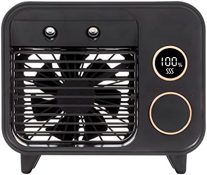 Portable Air Conditioner-2000mAh Rechargeable Personal Air Cooler with 5 Speeds, Quiet Mini Air Conditioner Fan, Desk Cooling Fan for Home, Bedroom, Travel, and Office (Color : Black)
