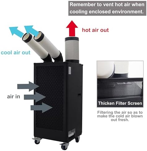 TECHTONGDA Industrial Spot Cooler Air Conditioner Commercial Mobile Outdoor Cooling Machine Aircon Double Outlets 550m³/h