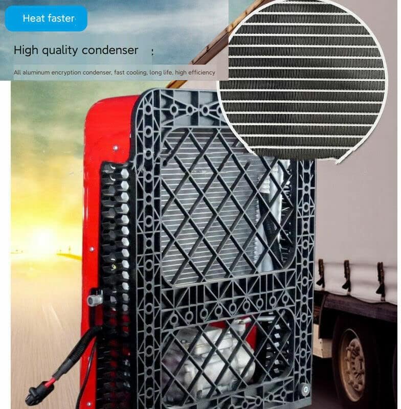 CNCEST 12v Air Conditioner RV Air Conditioner Kit Universal Electric A/C Unit for Cab Cooling - Portable Split AC with High 12000BTU for Caravan or Truck Cab Two Packages (Red 12V)