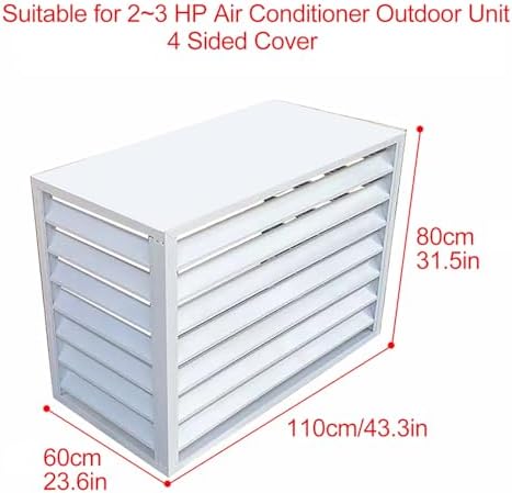 Ac Covers for Outside Air Conditioner Cover Fence Ac Unit Cover Metal, Noise Reduction, for Outdoor Hide and Privacy Bianco 4 Sides for 2~3