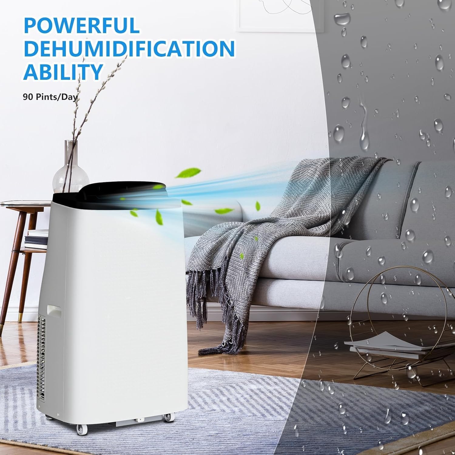 14,000 BTU Portable Air Conditioner Cools Up to 750 Sq.Ft, 3 in-1 Quiet Portable AC Unit with Remote Control & Installation Kits for Large Room, Smart/Sleep Mode, Auto Swing, 24H Timer