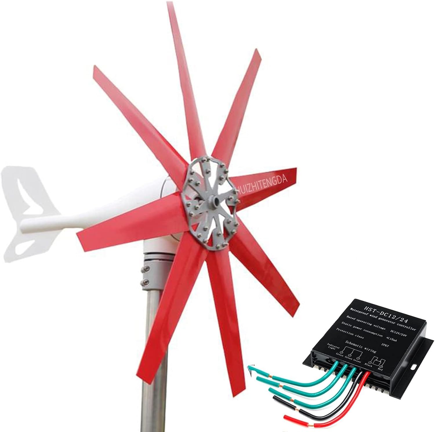 Wind Turbine Kit Home 12000W Vertical Axis Wind Turbines, 220V 12V 24V 48V Windmill Energy Charge Turbines for Higher Power Generation,for Marine, RV, Home, Windmill Generator (Color : 220v)