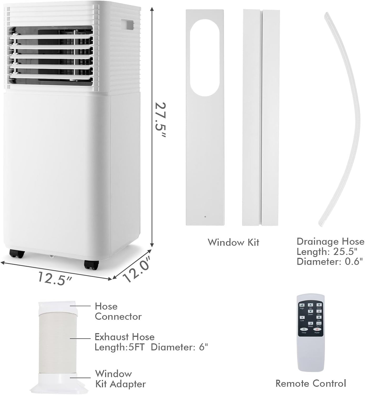ARLIME Portable Air Conditioners, 10000 BTU AC Unit Cools up to 400 sq. ft. w/Fan & Dehumidifier, Remote Control, Window Mount Kits, Freestanding Air Cooler for Bedroom Home Office